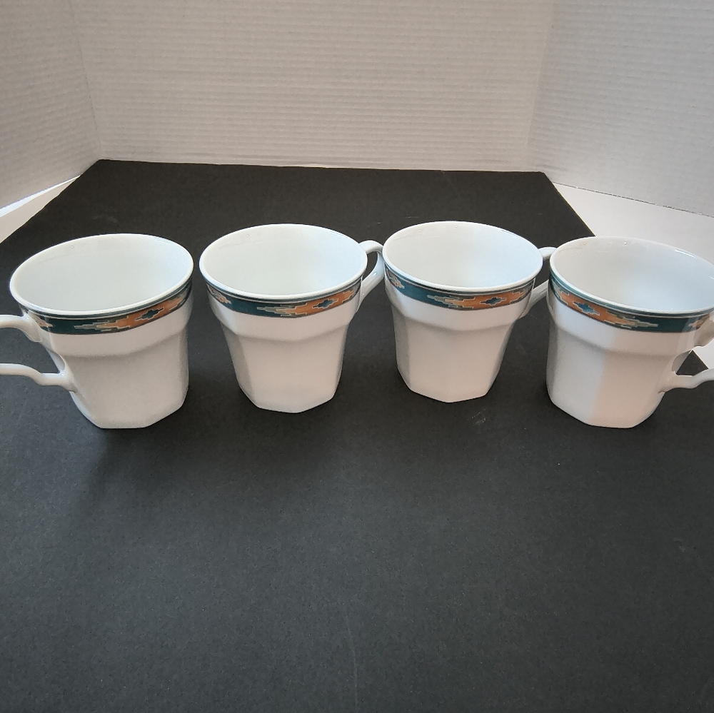 Christopher Stuart Paseo China 6 oz Coffee, Tea Cups (SET of 4) Southwestern